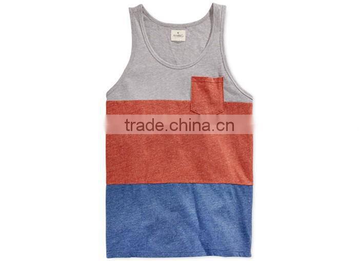 men's casual dressing colorblocked pocket Tank