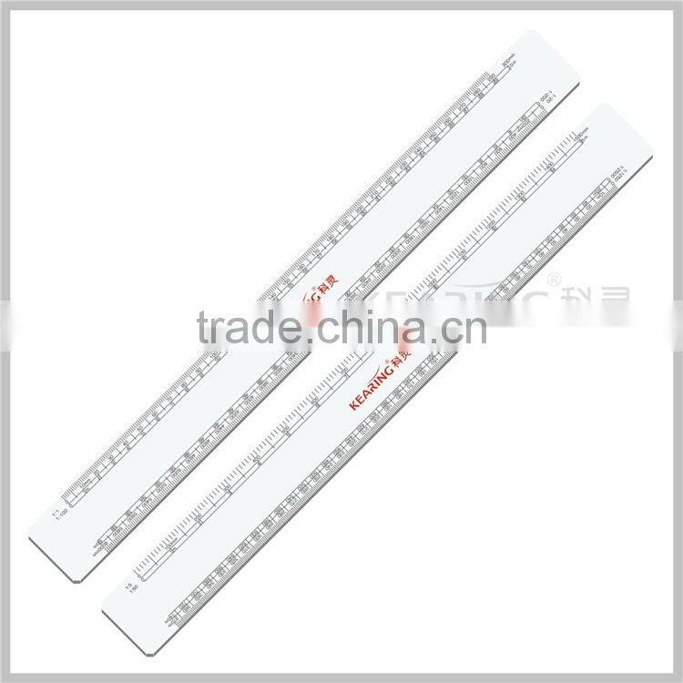 Kearing Luxury Durable Plastic 30 cm Flat Oval Scale Ruler with different Proportions Engineer Usage # 8505