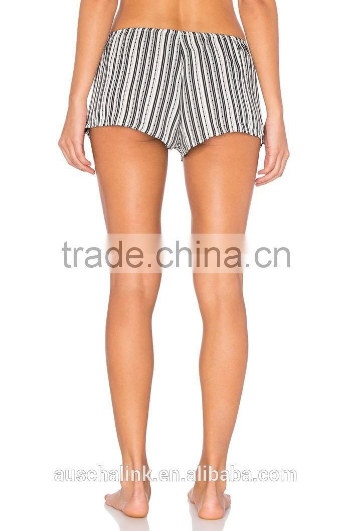 summer high quality railroad stripe women's sleep sexy shorts low price