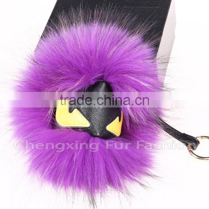 CX-R-48F New Arrival Fashion Fur Bag Charm Raccoon Fur Pom Keychain