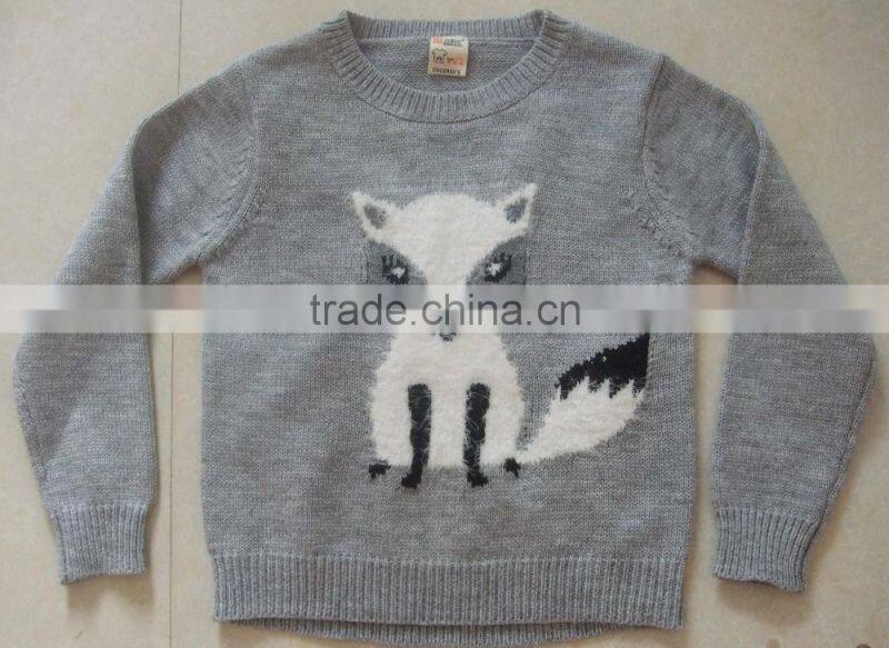 100% cotton long sleeve Child Sweater with Fox pattern (BKNB5354)