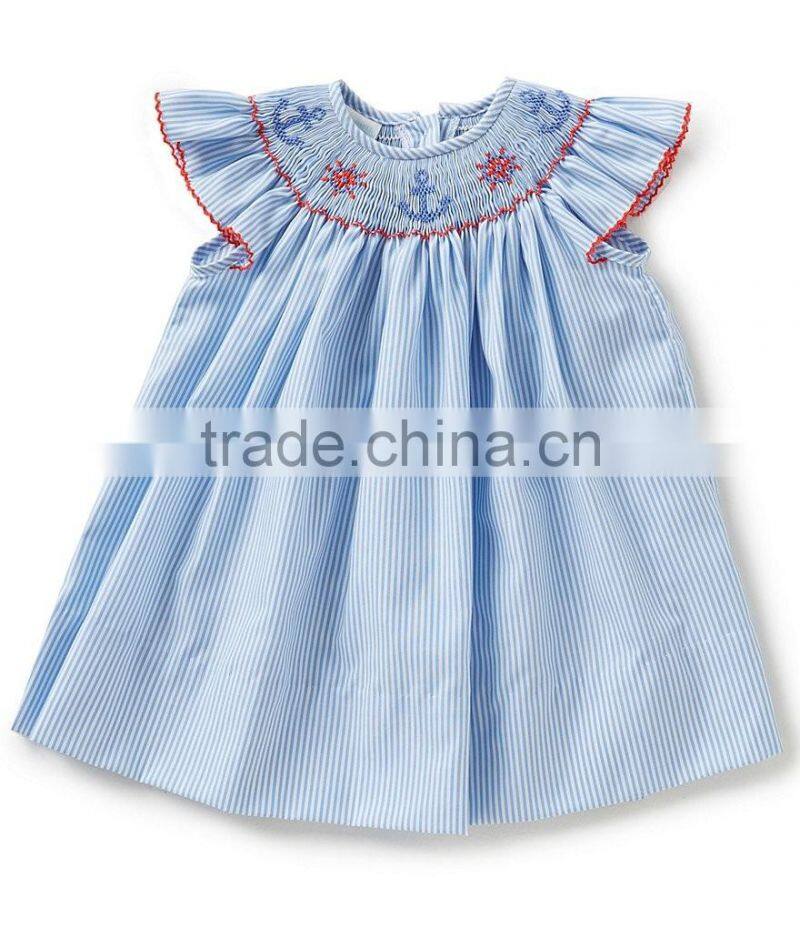 2017 wholesale lovely sweet liitle girl boutique clothing stripe off shoulder new design children summer dress