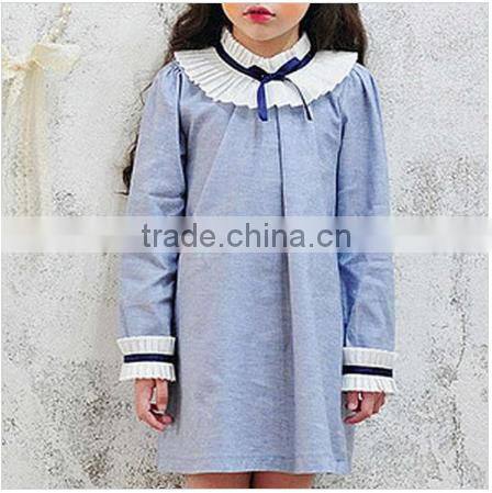 Fashionable knitted frock long sleeve plain clothing little girl princess dresses wholesale new design kids baby girls dress