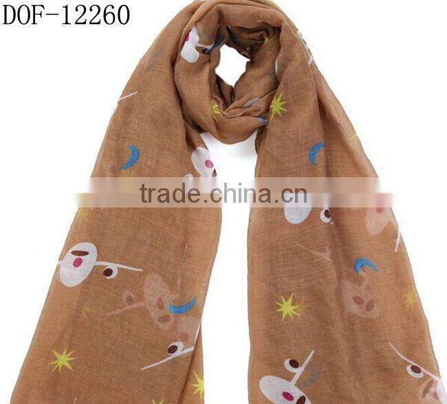 Fashion popular chiffon polyester print plane hot scarf