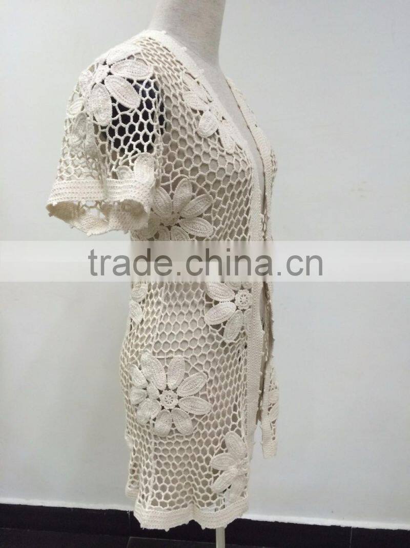 100% cotton lady's crochet pattern top with short sleeve