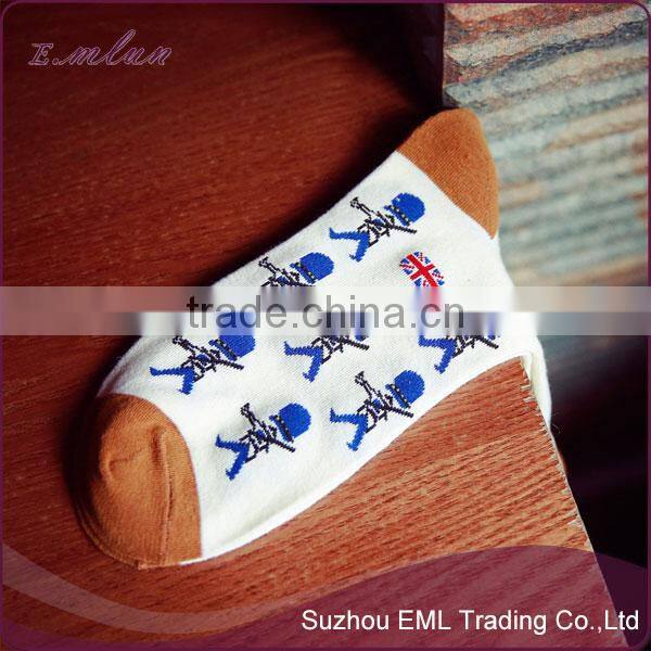 Wholesale fashion soldier cartoon printed boy white socks