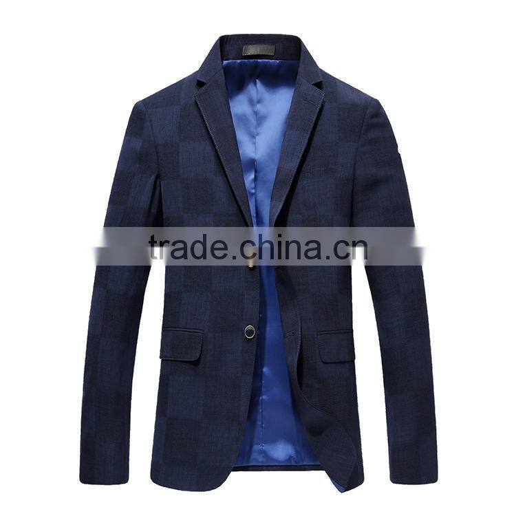 Wholesale Casual Men'S Fashion Check Button Suit Jacket Blazer