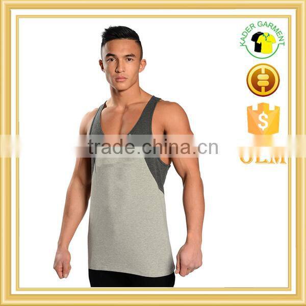 Custom block color gym singlet for men, wholesale stringer sinlget