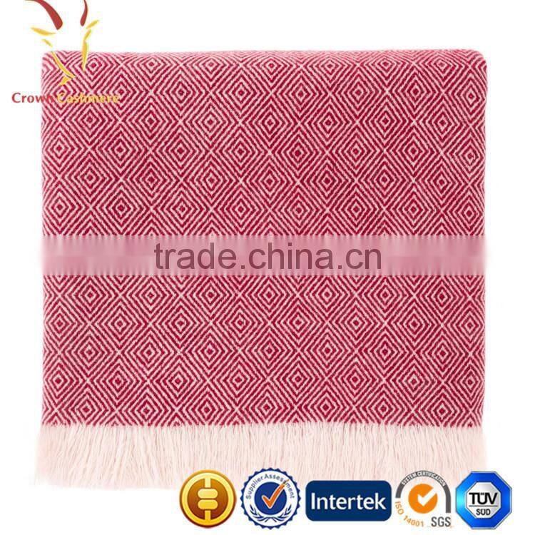 Hot Sale Wool Cashmere Blended Woven Travel Throws Blankets