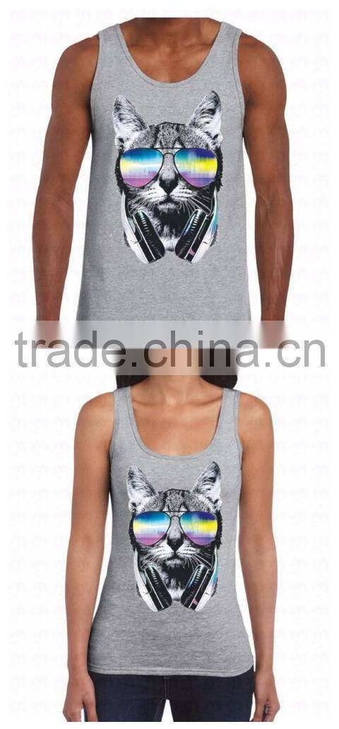 custom men and women cotton printing tank top