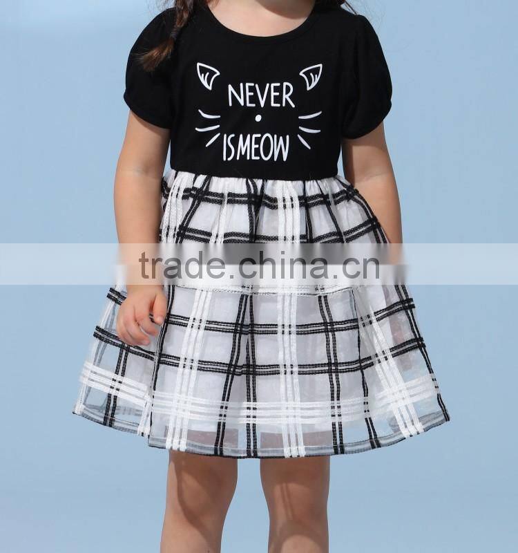 Custom baby girl check mesh woven dress