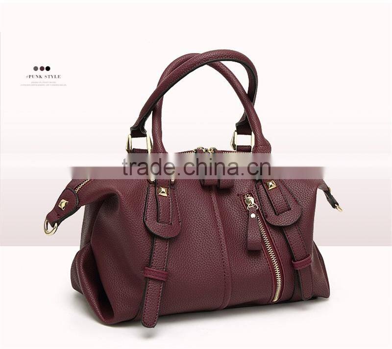 China Leather Handbag Wholesale Price Quality Leather Boston Bag Women Tote Bag Handbags