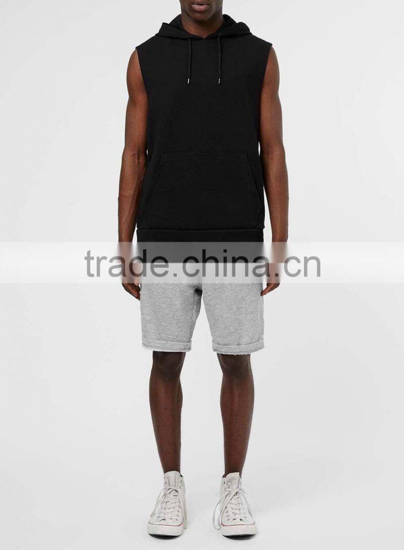 100%Cotton new arrival blank sleeveless hoodies men sleeveless hoodie 2016