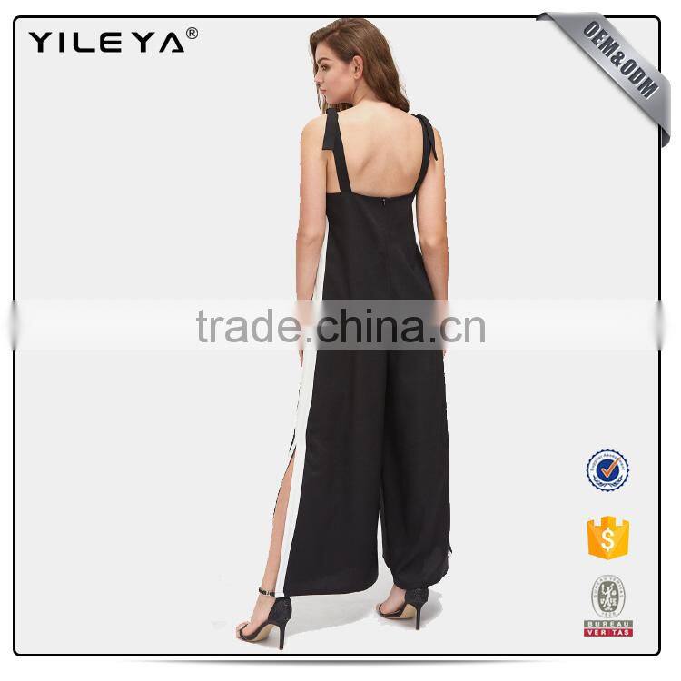 2017 Ladies Classic High Leg Slit Chiffon Wide Length Jumpsuit