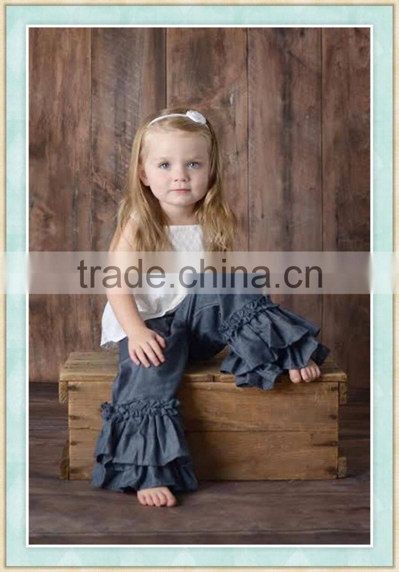denim ruffle pants in boutique high quality pants girl girls boutique ruffle denim jeans