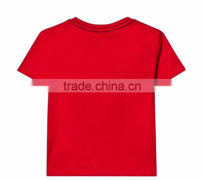 Red color print funny kids custom t shirt boy slim fit shirts wholesale