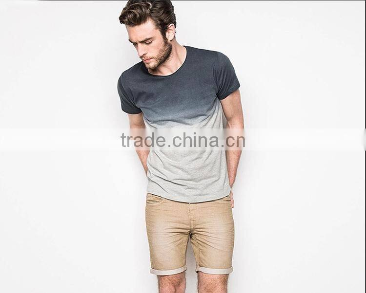 round neck short sleeve dip dye t shirt for men with 100% cotton t shirt in Guangzhou 41a
