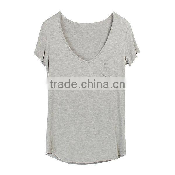 OEM Private Label Cotton Deep V Neck T Shirts For Women