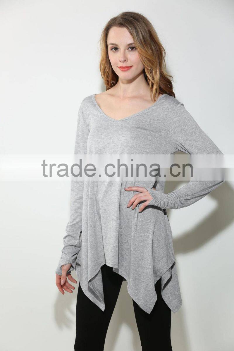 Fashion Women's Sexy Fashion Loose Tops Long Sleeve V Neck Casual Blouse For Sale