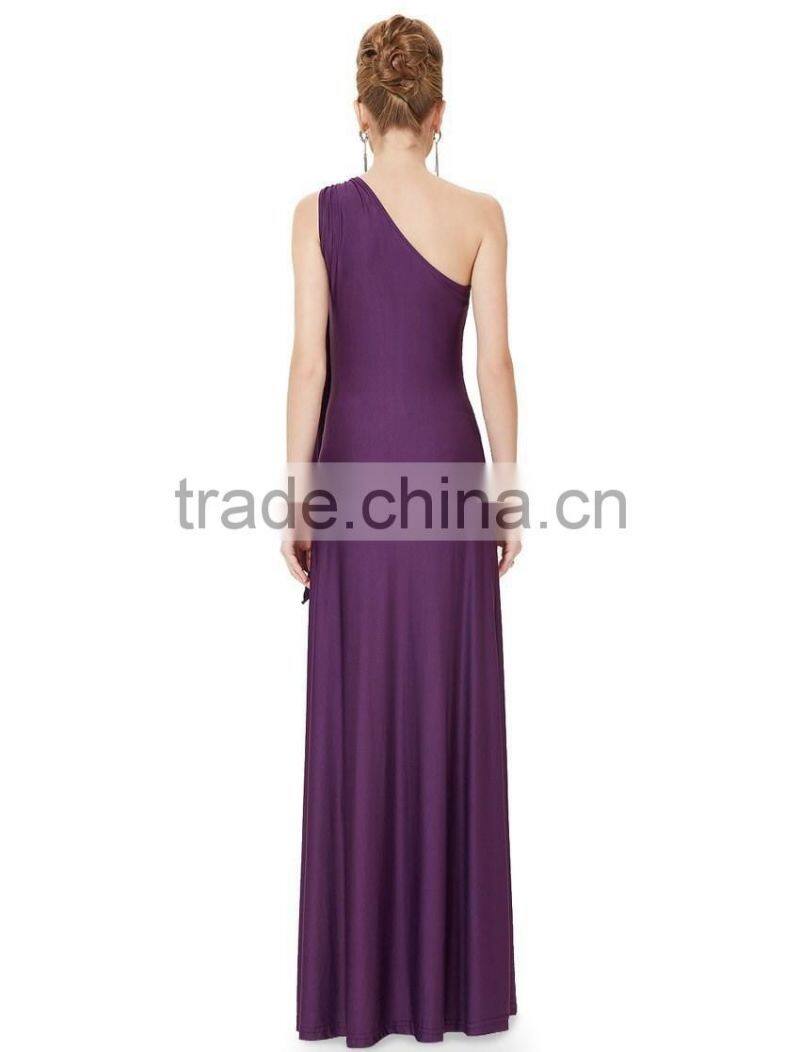 Fashion Sleeveless Dress Long Knitted Elegant One-Shoulder Off Purple Women Dress For OEM