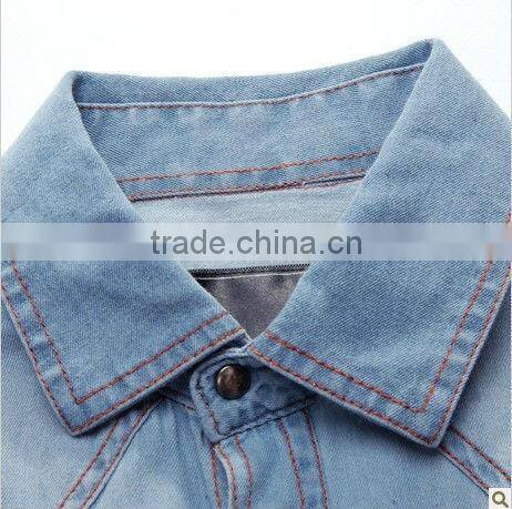 new fashion style slim fit dress denim shirts for men with two pockets and long sleeves