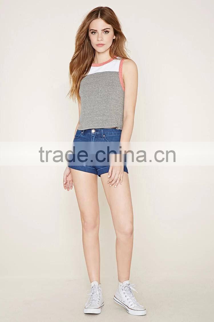 2016 guangzhou shandao oem service summer new design casual knit patchwork sleeveless ladies tops images