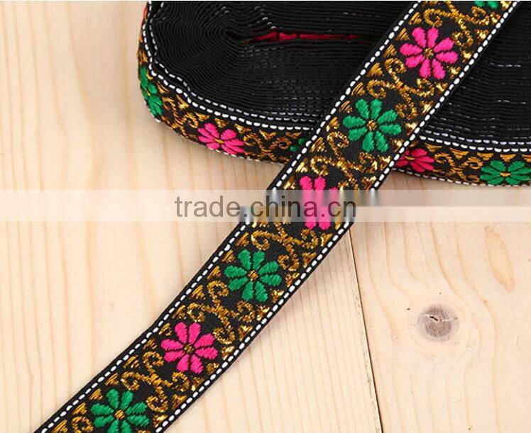 factory directly sale polyester jacquard/ethnic/embroidery ribbon for garments