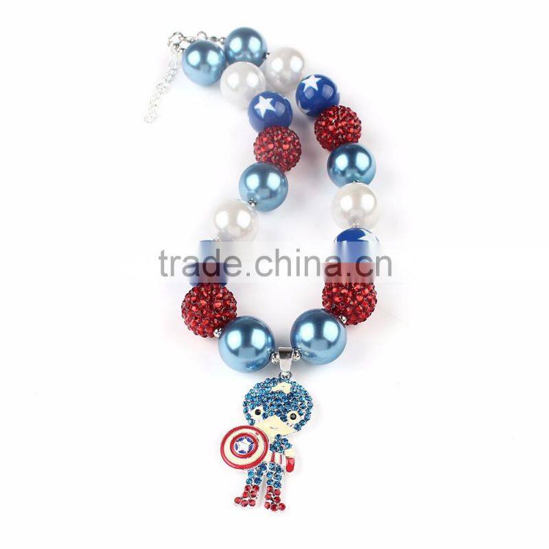 Captain America necklace girls bubblegum chunky plastic necklace M5060607