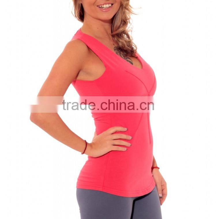 Wholesale 86% nylon 14% spandex Fitness Wear Plain Women Singlet Gym