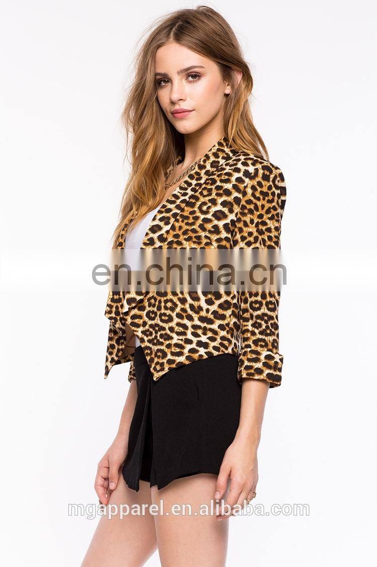 Wholesale fashion women jackets and blazers leopard print fabric women blazer