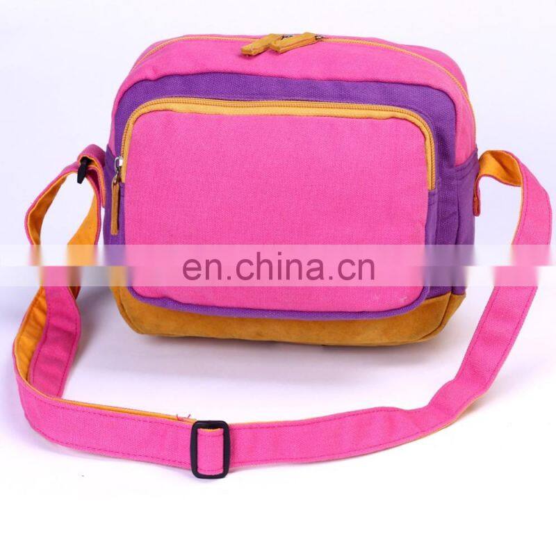 Children Pink Canvas Zipper School Satchel