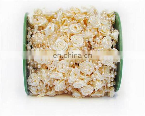30meters/roll 4mm Handmade Rose Flower Fish Line Garland Hanging Bead Chains Wedding Bridal Hair Accessory