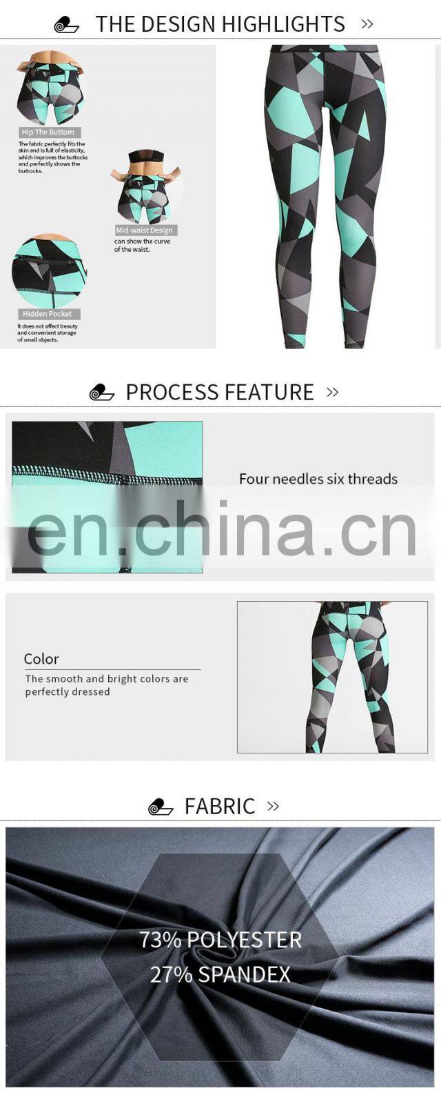 OEM Female Cheap Slim Tights Pants High Waist Gym Clothing Fitness Yoga Sports Compression Leggings Fitness Custom Print Design