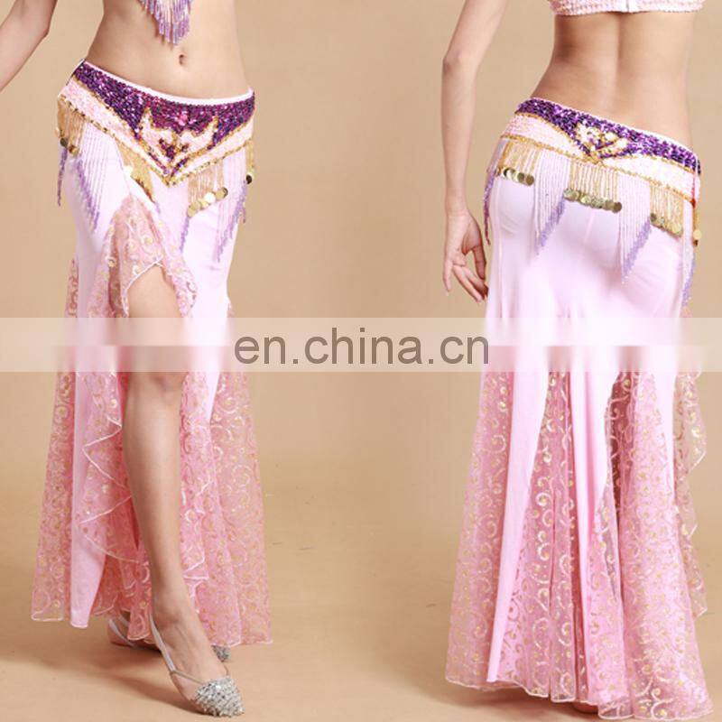 Q-6036# High lace and milk silk long sexy belly dance dress for sale