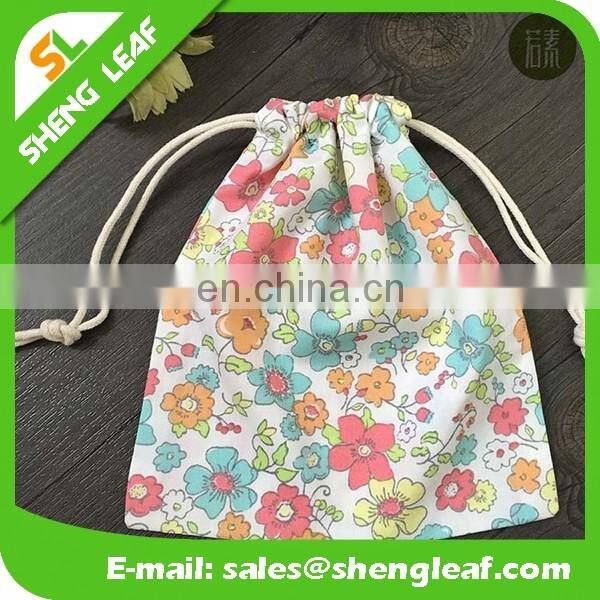 Hot sale product package promotional calico drawstring bag
