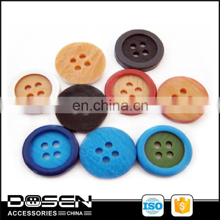 Colorful Dipped Shape Wooden Pattern Four Holes Button Garment Shirt Sewing Button Eyes Button For Coat Blazers Dress Kids Wear