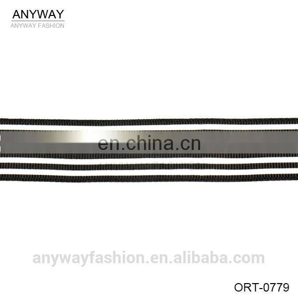 silver lurex polyester twill ribbon