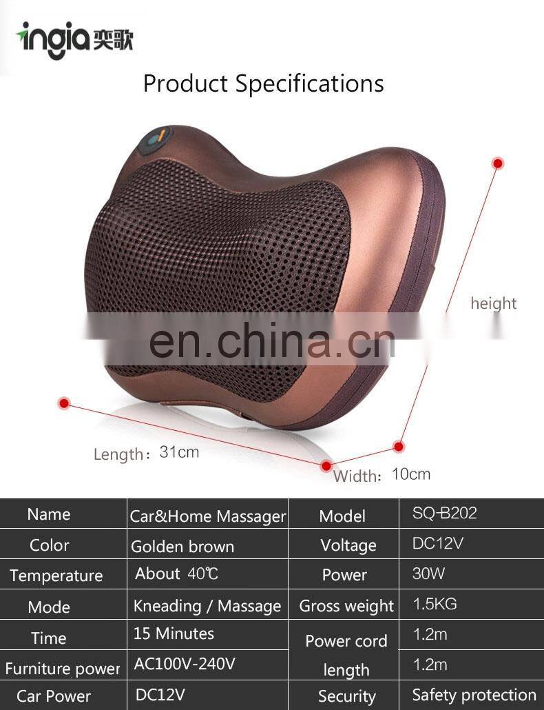 Certificate Wholesale Multi-function Car Neck and Back Shiatsu Electric Heating Massage Pillow
