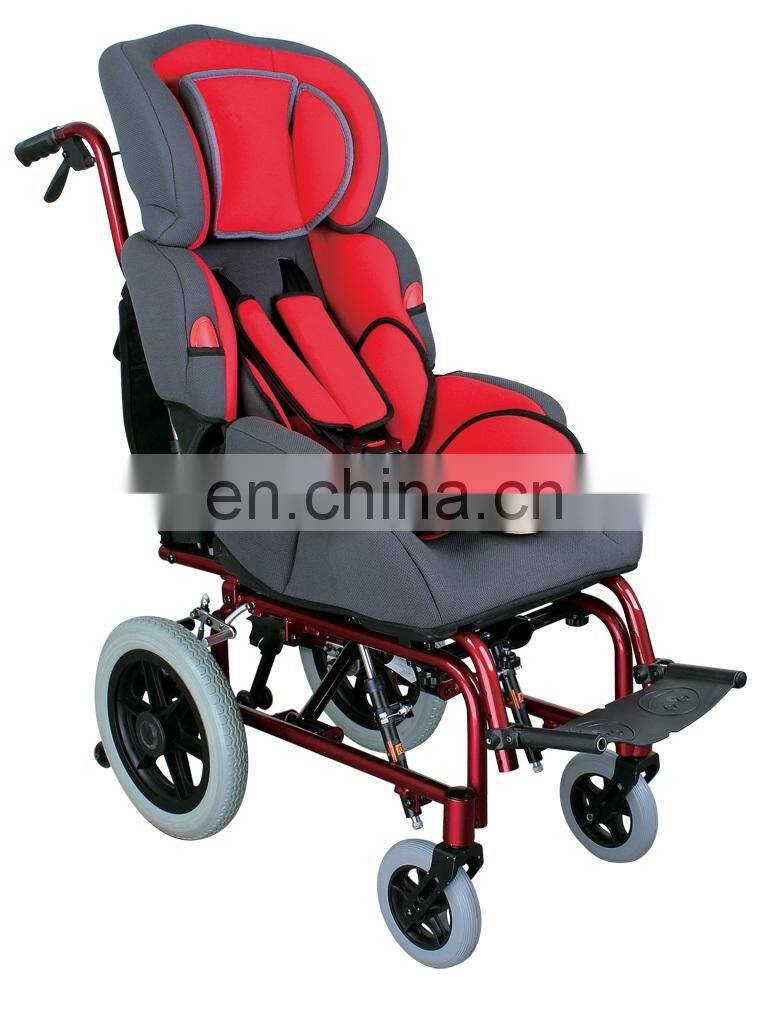 Foldable CP Wheelchair with PU wheels and desk