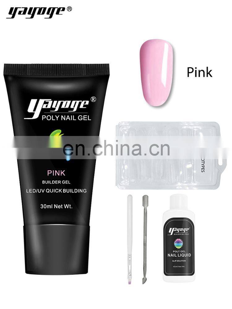 Yayoge Nail Supplies Acrylic Nail Extension Poly Gel Kits Set With False NailsTool OEM ODM logo Printing