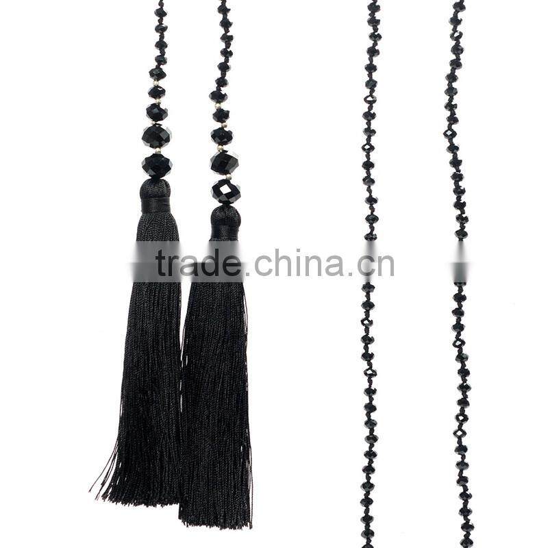 2016 fashion DIY colorful crystal pendant necklace, beaded tassel necklace