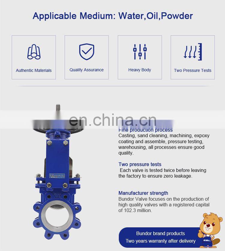 Bundor DN50 PN10 New Bi-directinal Pressure Knife Gate Valve