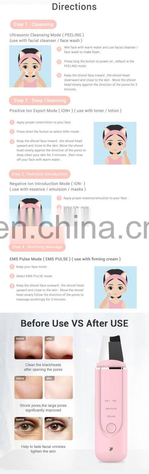 Original Inface Ultrasonic Skin Scrubber MS7100 Skin Purifier Deep Face Cleaning Peeling Home Use Rechargeable Skin Care Device