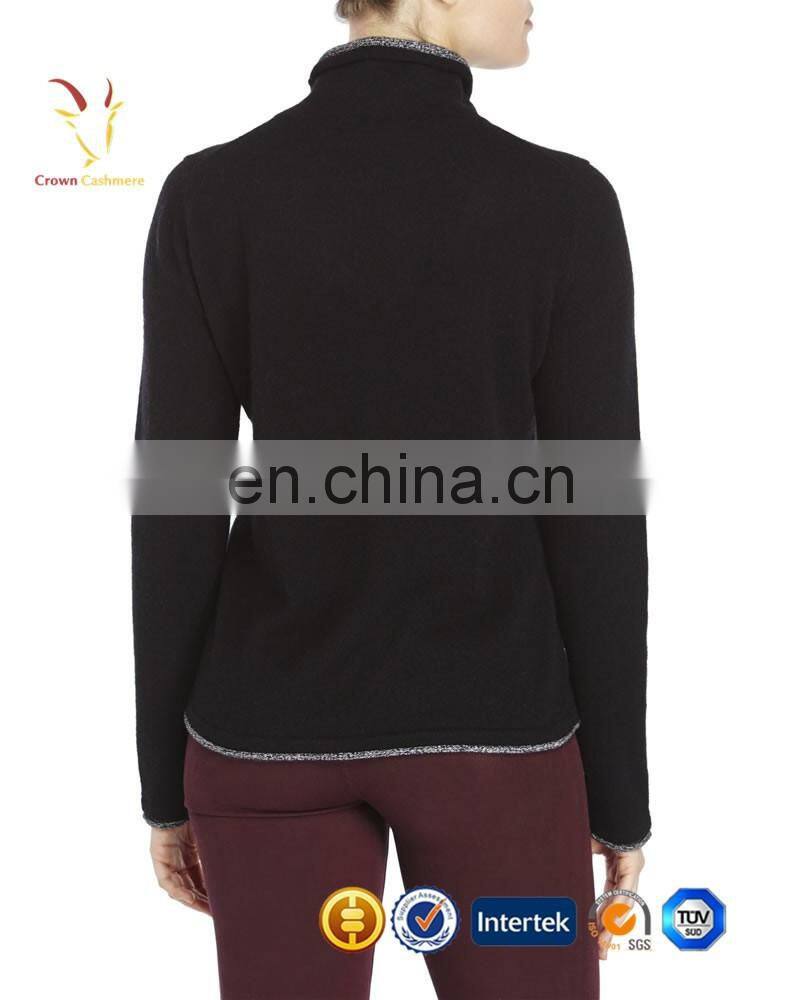 Turn Down Collar Merino Wool Knit Pullover Women's Knitwear