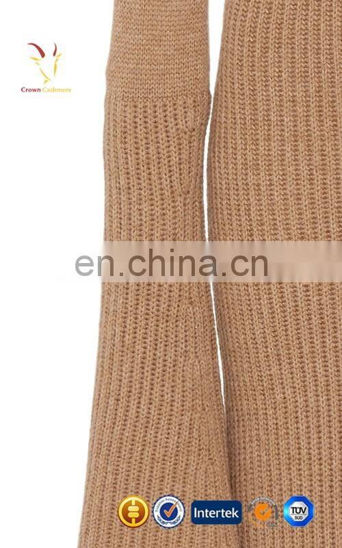 Tan V Neck Cashmere Sweater Dresses for Women