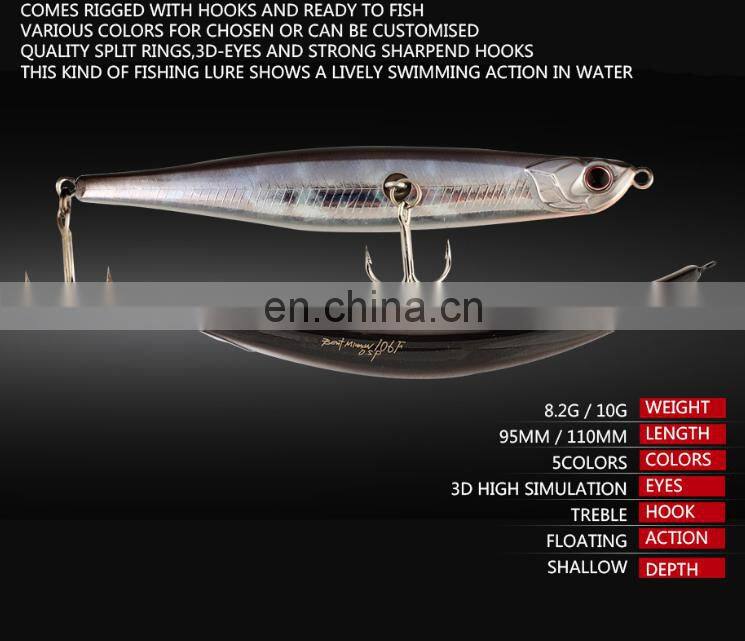 floating 11cm 10g artificial pencil bait  fishing lures hard pencil  lures hard body bait  fishing  lures