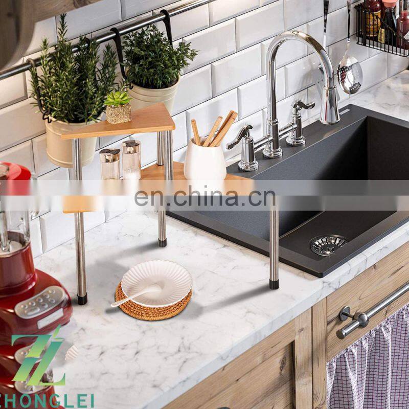 Kitchen Spices Pantry Cabinet Storage Separable 2-Tier Corner Shelves Counter Shelving for Bathroom Cosmetic Organizer