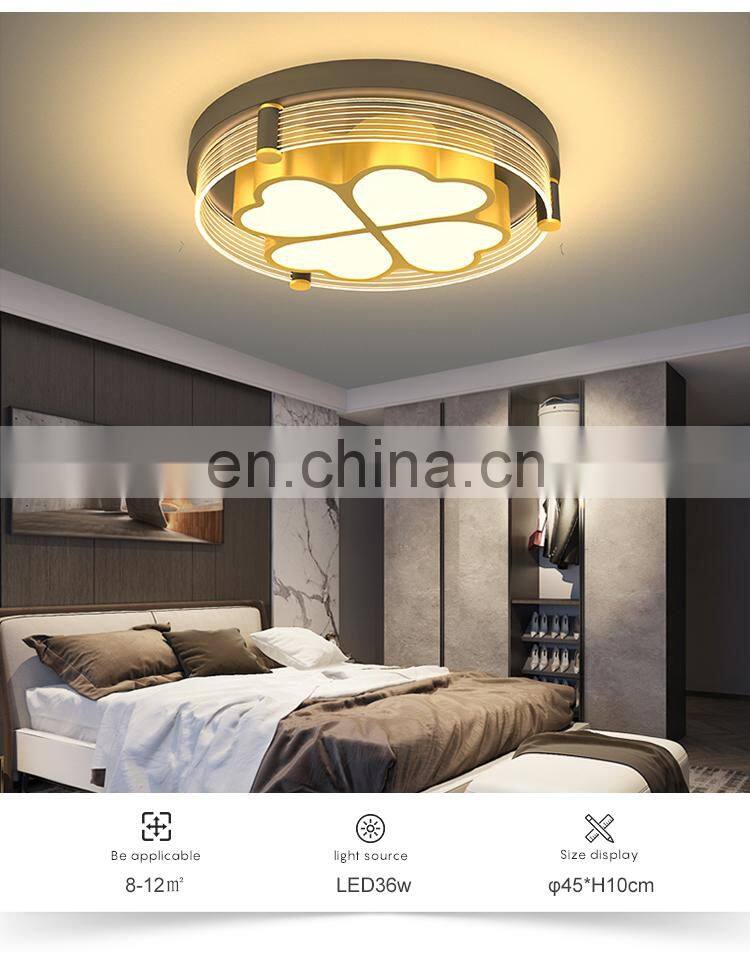 Personality Fashion Decoration Indoor Bedroom 36W 48W Black Gold Modern Acrylic LED Ceiling Lamp