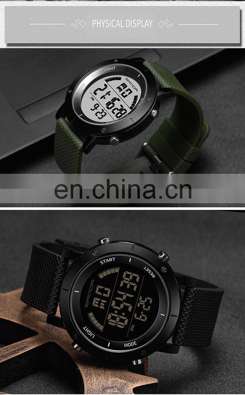 SANDA 410 Men Digital Fashion Chronograph Wristwatch Casual Silicone Calendar Sports Waterproof Watches