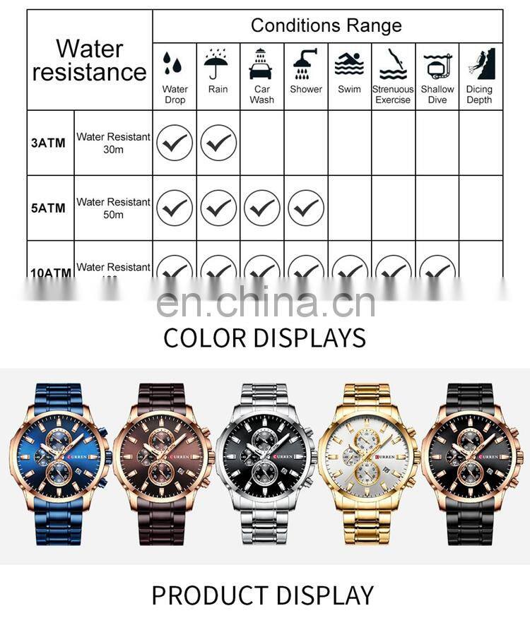 CURREN 8348 Men Stylish Big Dial Quartz Watches Stainless Steel Chronograph Calendar Business Classic Dress Mens Watch
